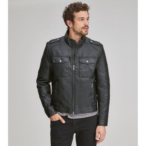 Andrew Marc Bruckner Faux Leather Jacket Size Medium